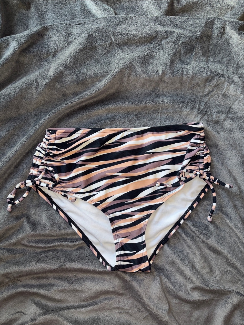 Salt + Cove Black White & Peachy Cream Zebra High-Waist Bikini Bottoms